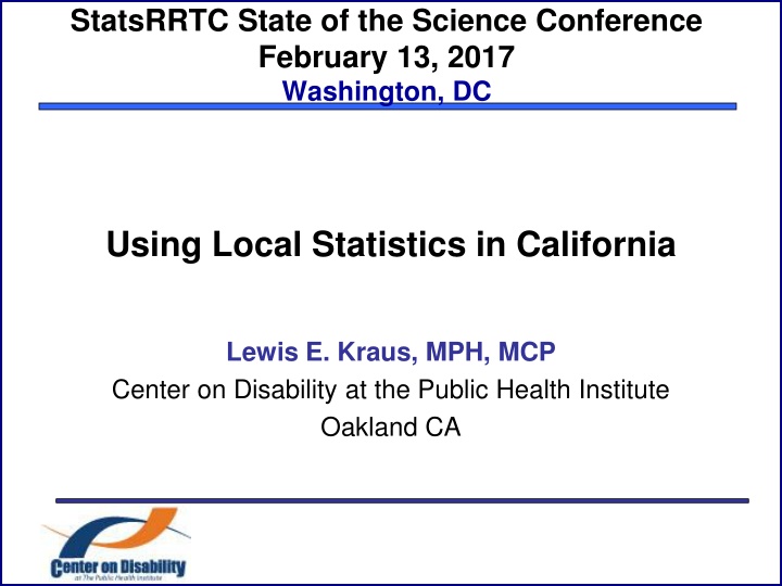 Using Local Statistics in California