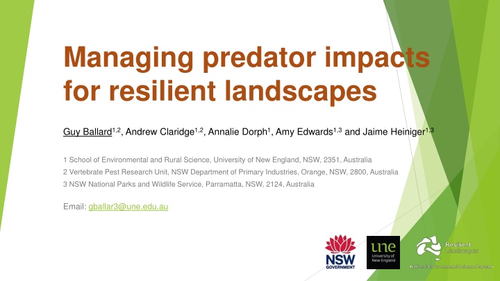 Managing Predator Impacts for Resilient Landscapes