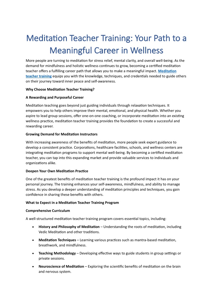 meditation teacher training your path n.w