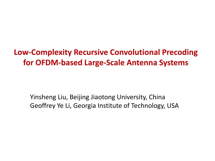 Low-Complexity Recursive Convolutional Precoding for OFDM-based Large-Scale Antenna Systems