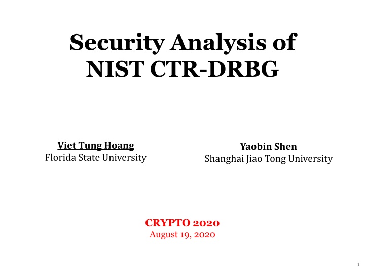 Security Analysis of NIST CTR-DRBG