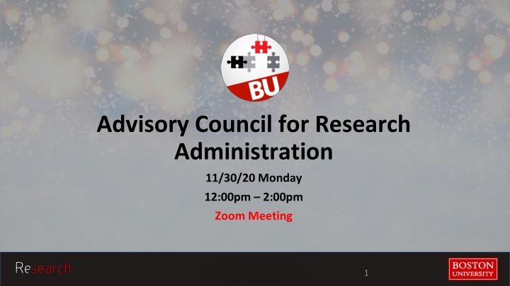 Advisory Council for Research Administration - Meeting Agenda and Job Opportunities