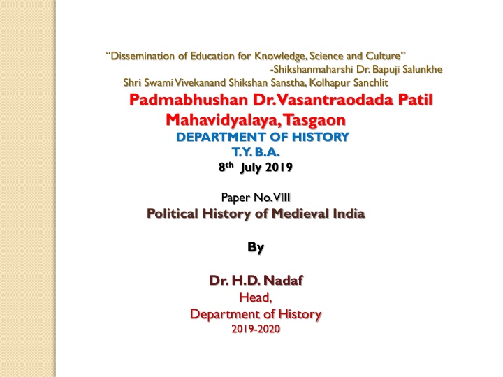 Political History of Medieval India - Alauddin Khilji