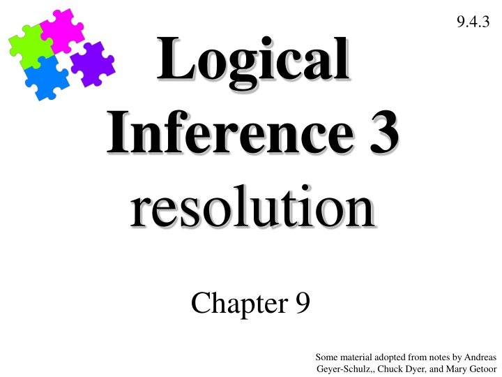 Logical Inference and Resolution Methods