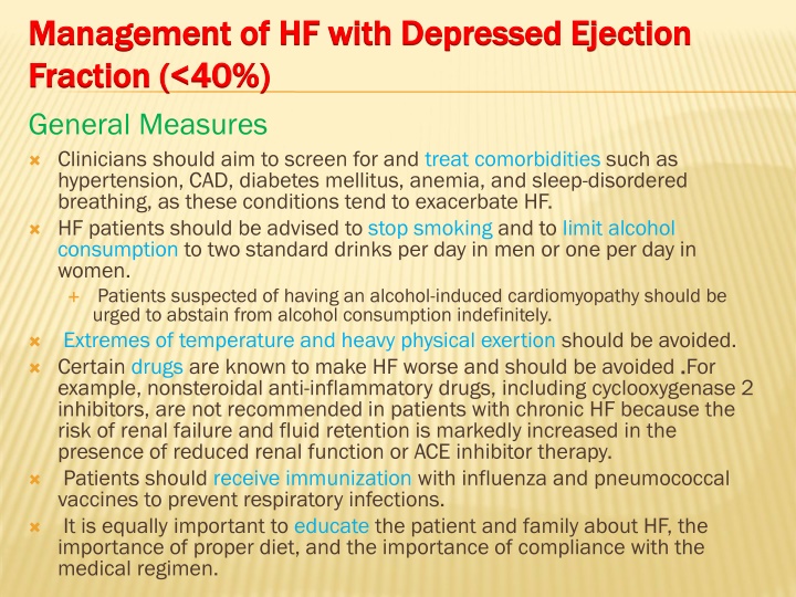 Management of Heart Failure with Depressed Ejection Fraction