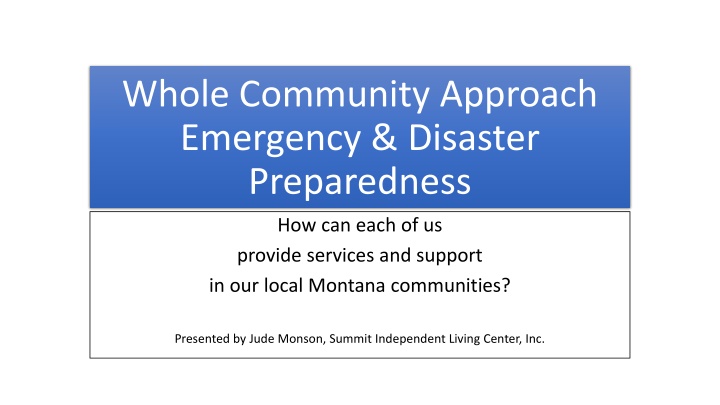 Community Involvement in Montana Emergency Preparedness