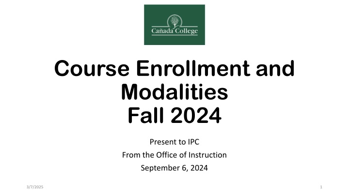 Effective Management of Enrollment Modalities Fall 2024