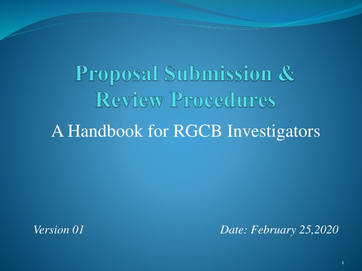 A Handbook for RGCB Investigators