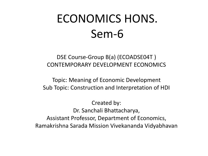 Meaning of Economic Development: Construction and Interpretation of HDI