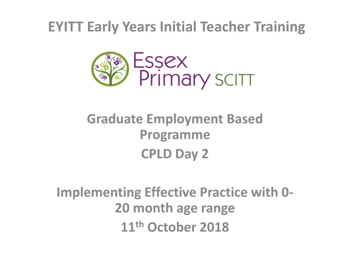 Implementing Effective Practice: Children Development 0-20 Months