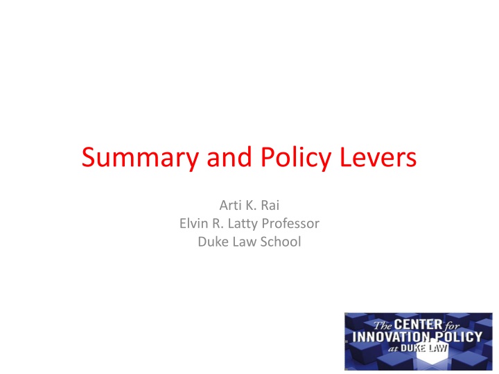 Policy Levers for Innovation in R&D