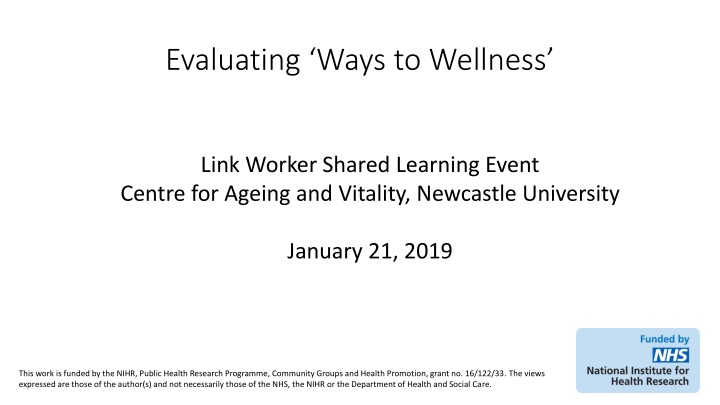 Evaluating Ways to Wellness Shared Learning Event