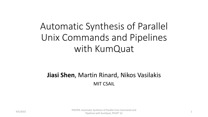 Automatic Synthesis of Parallel Unix Commands and Pipelines with KumQuat