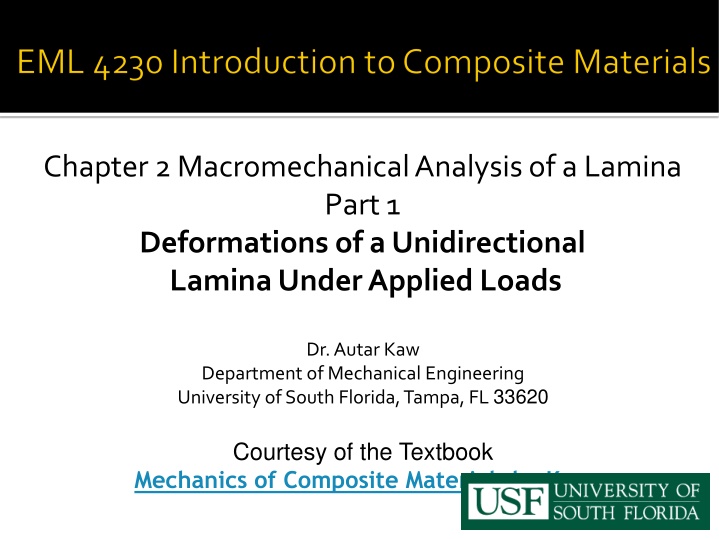 Macromechanical Analysis of a Lamina - Deformations Under Applied Loads