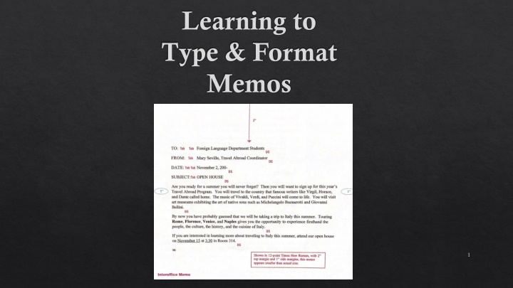 Learning to  Type & Format  Memos