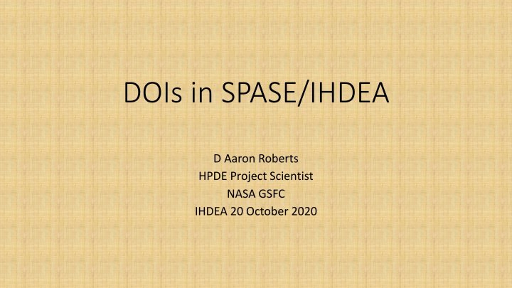DOIs in SPASE/IHDEA