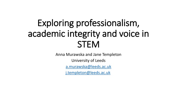 Professionalism and Academic Integrity in STEM Education