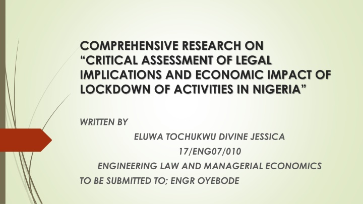 Critical Assessment of Lockdown Implications in Nigeria: Economic Impact & Legal Analysis