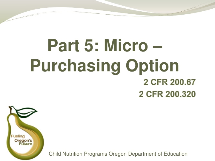 Micro-Purchasing in Child Nutrition Programs
