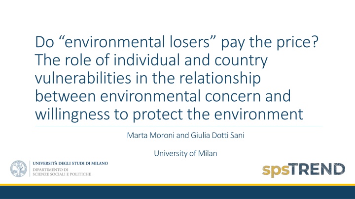 Do Environmental Losers Pay the Price? Individual and Country Vulnerabilities in Environmental Concern