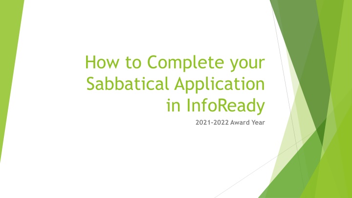Completing Sabbatical Application: InfoReady 2021-2022 Guide