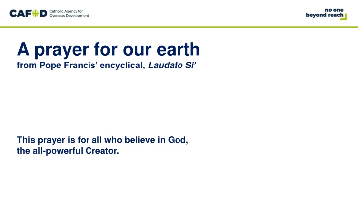 A Prayer for Our Earth by Pope Francis - Embracing Love and Unity