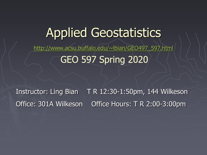 Applied Geostatistics Course Overview
