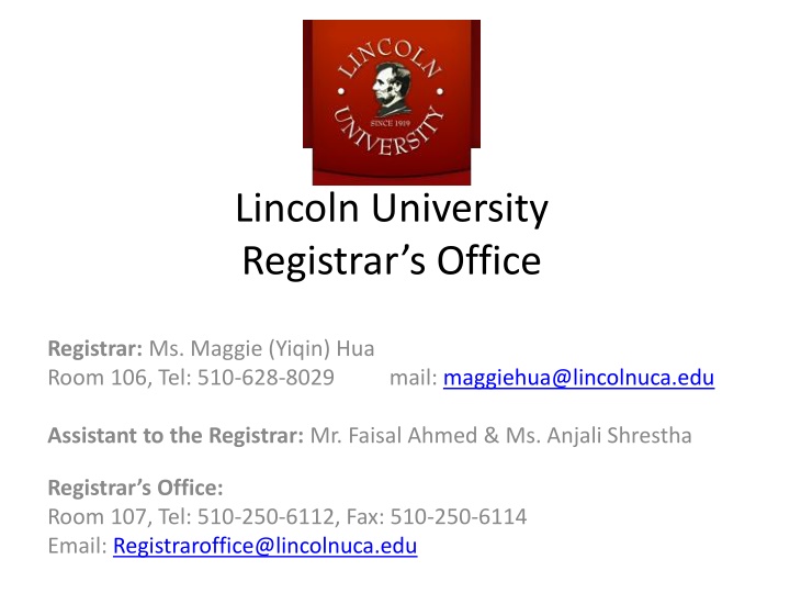 Lincoln University Registrar's Office Information