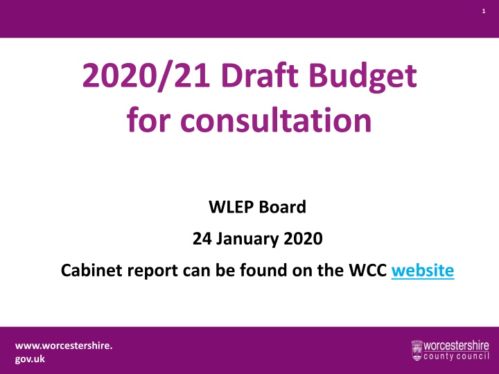 2020/21 Draft Budget for consultation