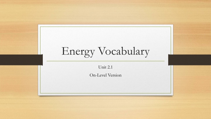 Energy Vocabulary