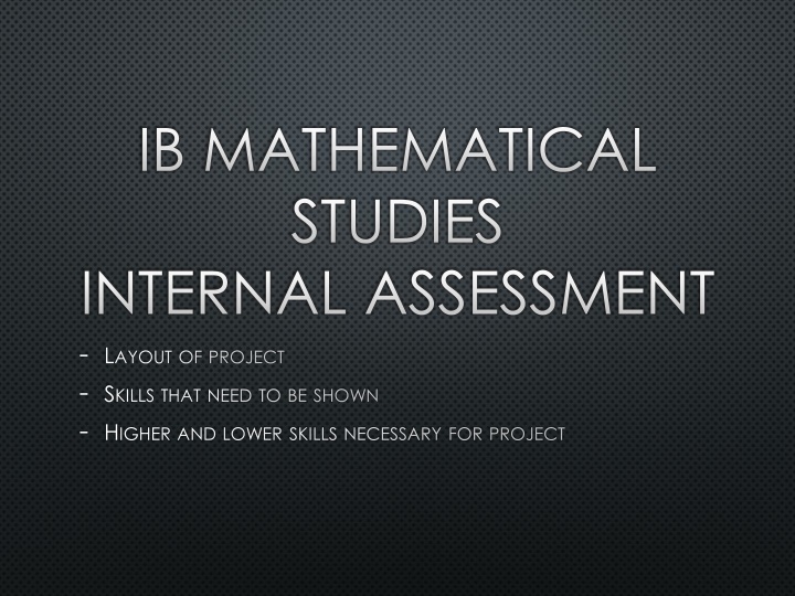 IB Mathematical Studies Internal Assessment Layout