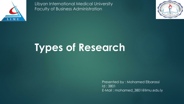 Libyan International Medical University - Types of Research