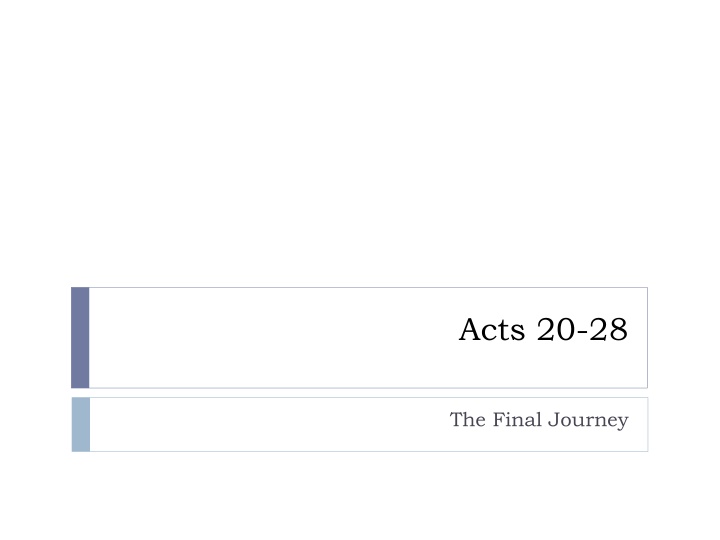 Paul's Final Journey: Acts 20-28