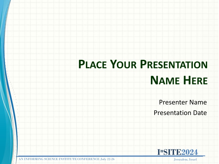 Presentation at InSITE2024 Jerusalem Conference