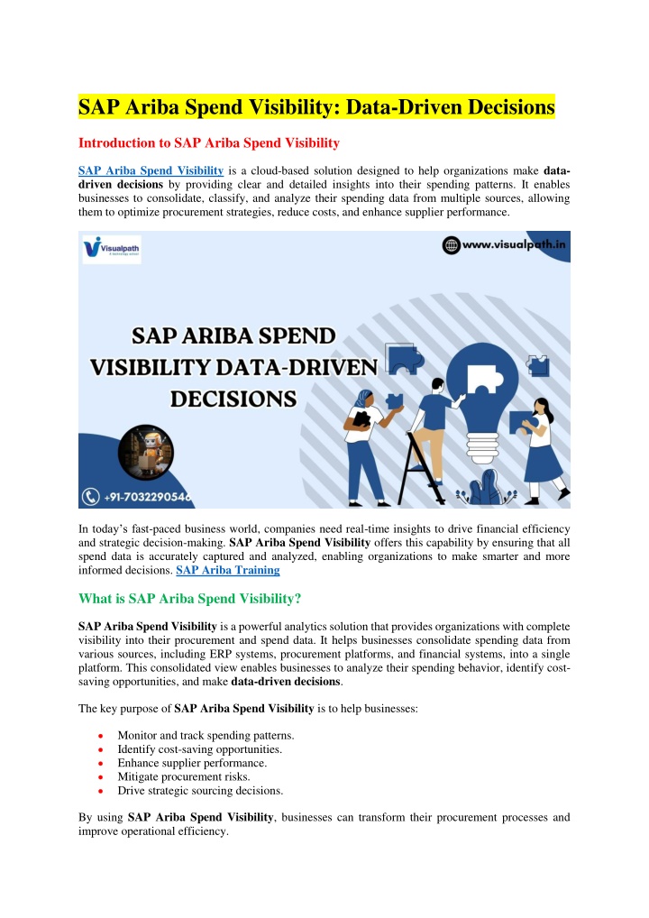sap ariba spend visibility data driven decisions n.w
