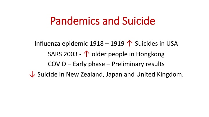 Pandemics and Suicide