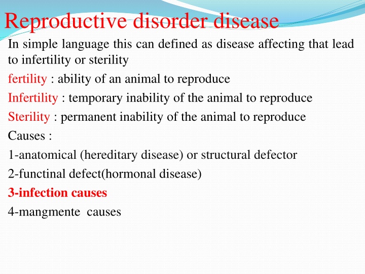 Reproductive disorder disease