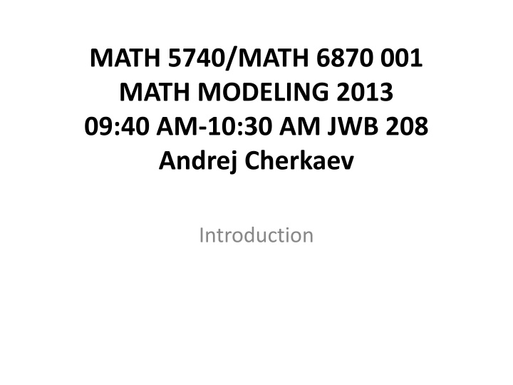 Introduction to Applied Math Concepts