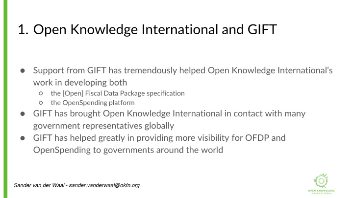 Open Knowledge International and GIFT Collaboration