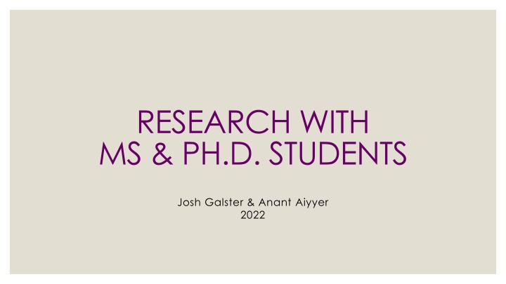 Research Mentoring for Graduate Success