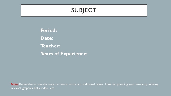Lesson Planning Template Example