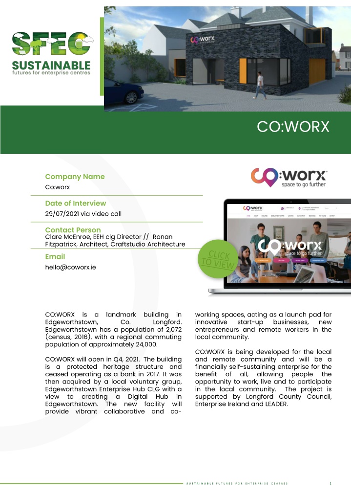 Co:worx Interview with Clare McEnroe, EEH College Director & Ronan Fitzpatrick, Craftstudio Architecture