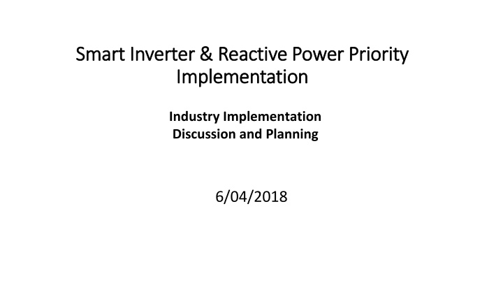 Smart Inverter Implementation in Industry