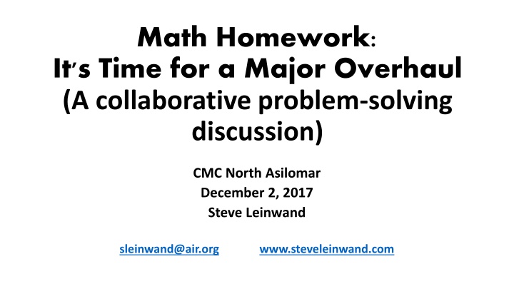 Collaborative Problem-Solving in Math Homework Overhaul