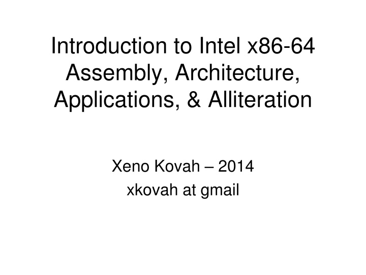 Introduction to x86-64 Assembly and Twos Complement