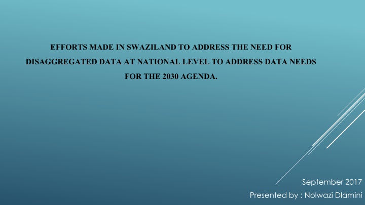 Efforts in Swaziland for Disaggregated Data Needs