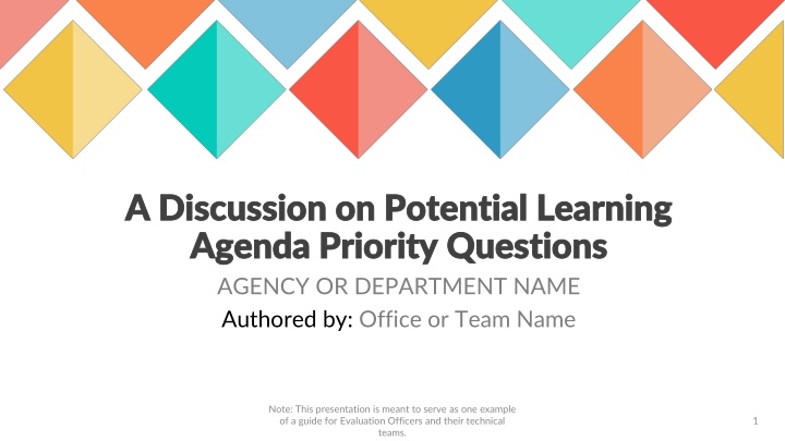 Development of Learning Agenda Priority Questions