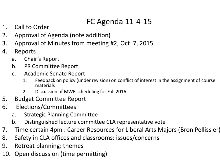 Faculty Conflict of Interest Policy Discussion