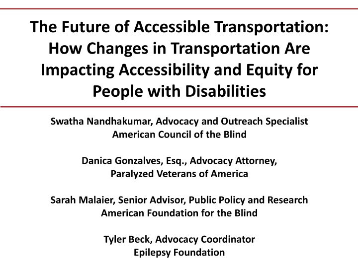 Impact of Transportation Changes on Accessibility for People with Disabilities