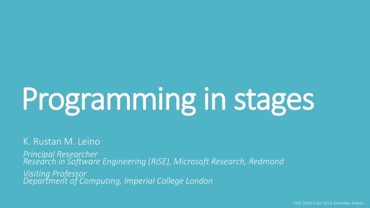 Programming in stages Programming in stages